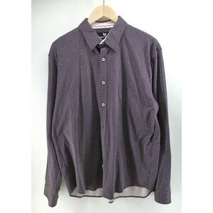 Butter Cloth Shirt Men's XL Geometric Button‎ Up Cotton Purple